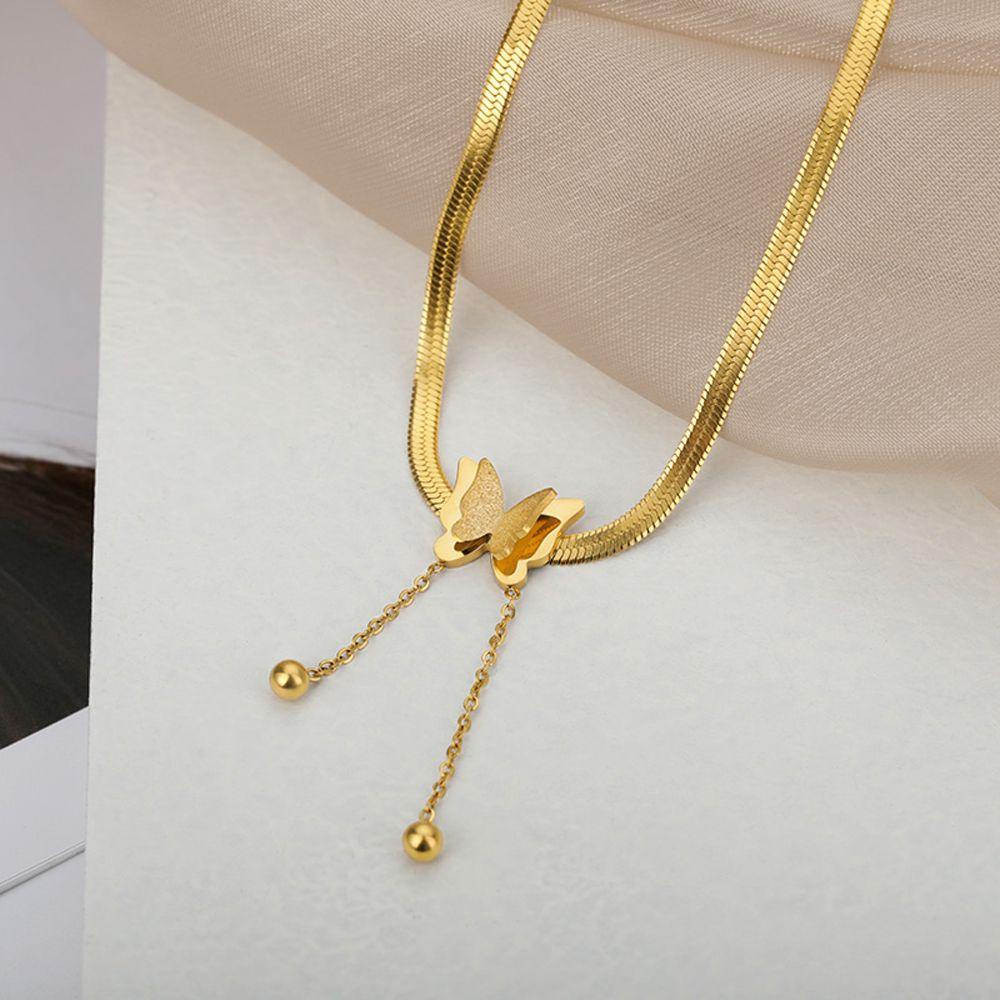 QQMALL Vòng cổ Thép Titan Phối Tua Rua Phong Cách Hàn Quốc