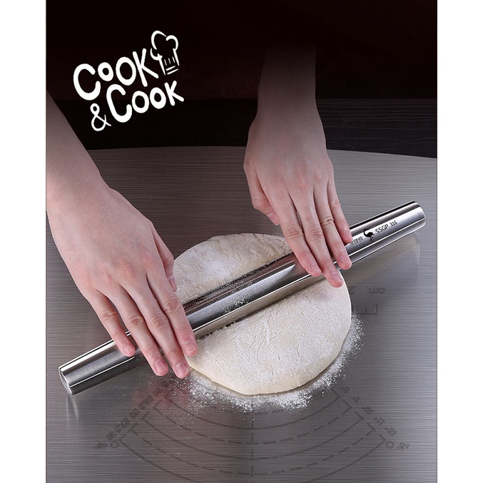 Cây lăn bột cán bột làm bánh tart bánh dứa há cả pizza hoành thánh inox 316 cao cấp SSGP dài 33.5cm không lo nấm mốc