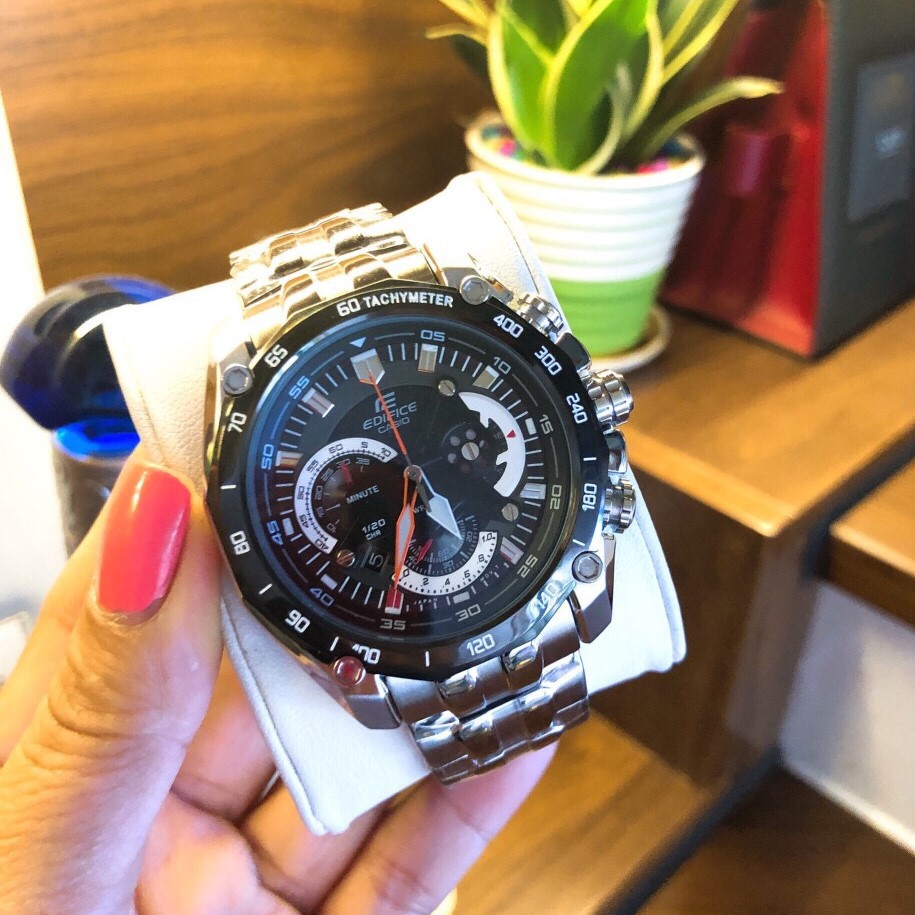 Đồng Hồ Nam Casio Edifice EF-550D Bạc Mặt Đen (Full Box)