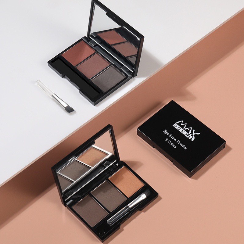 Bột Kẻ Mày 3 Ô MAXDONAS Kèm Cọ Và Gương Tiện Dụng Eyebrow Powder Kit - BellaDonna Lily 1