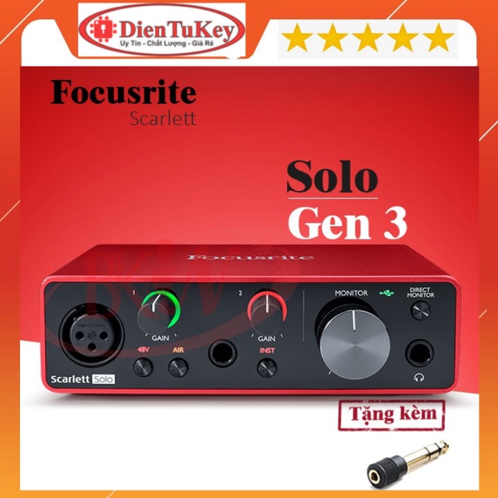 Sound card Focusrite Scarlett Solo gen 3 thu âm chuyên nghiệp idol Top top, bigo livestream bán hàng onl
