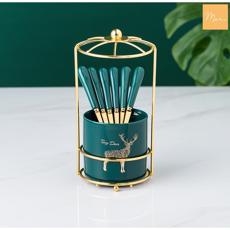 Bộ cốc sứ đựng thìa dĩa - OD6