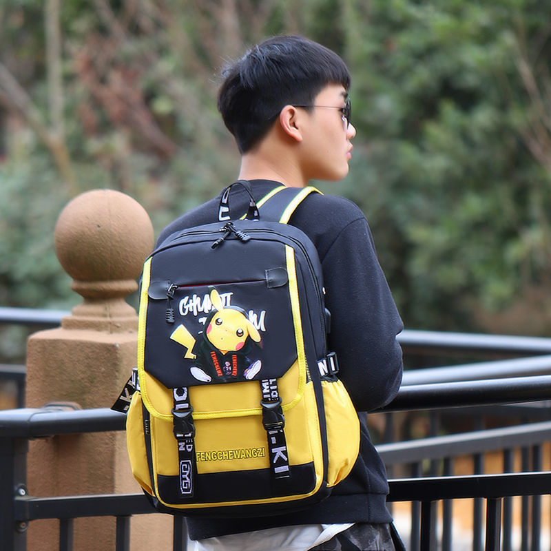 Ba Lô Học Sinh Cỡ Lớn In Hình Pikachu Đáng Yêu Phong Cách Unisex