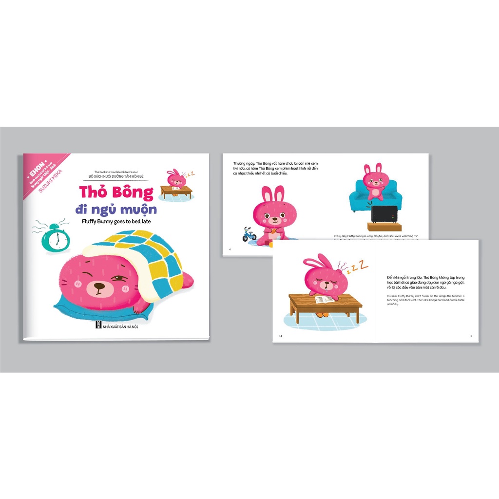 Sách - Bộ Ehon kĩ năng sống Thỏ Bông - song ngữ Việt Anh - Quét mã QR file nghe