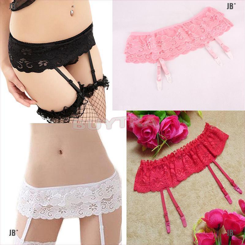 JB"Womens Sheer Sexy Fashion Lace Top Thigh-Highs Stockings & Garter Belt Suspender