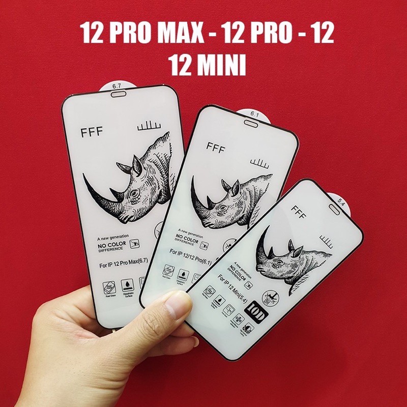 Kính cường lực Full màn 10D Tê giác cho iPhone 6 đến 12 Pro max siêu cứng Full box