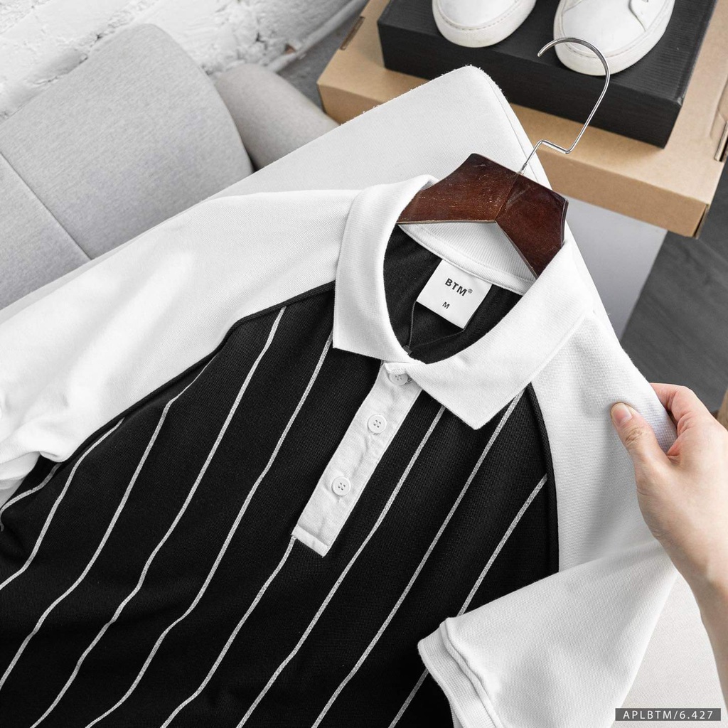 Áo thun polo kẻ sọc trẻ trung, cá tính, chất liệu thun cá sấu siêu mịn mát 9691