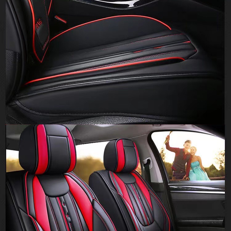 Đệm Da PU Lót Ghế Ngồi Xe Hơi Mát Xa Thoáng Khí Thiết Kế Thể Thao Thông Dụng 5 Chỗ Ngồi