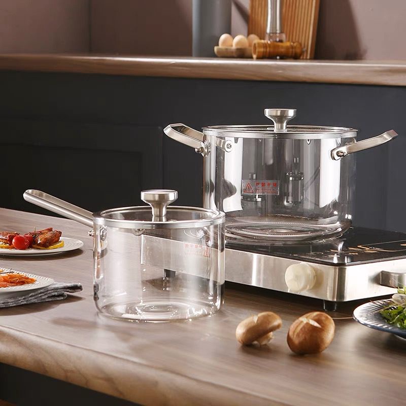 Nồi Thủy Tinh Nồi súp Hai Quai Cầm Kiểu Hàn Quốc Tiện Dụng