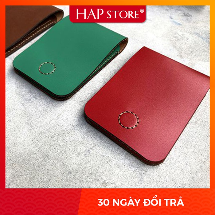 Ví da nam mini da bò thật, ví da mini thiết kế Ví Sen 3, thương hiệu BQ - HAP Store