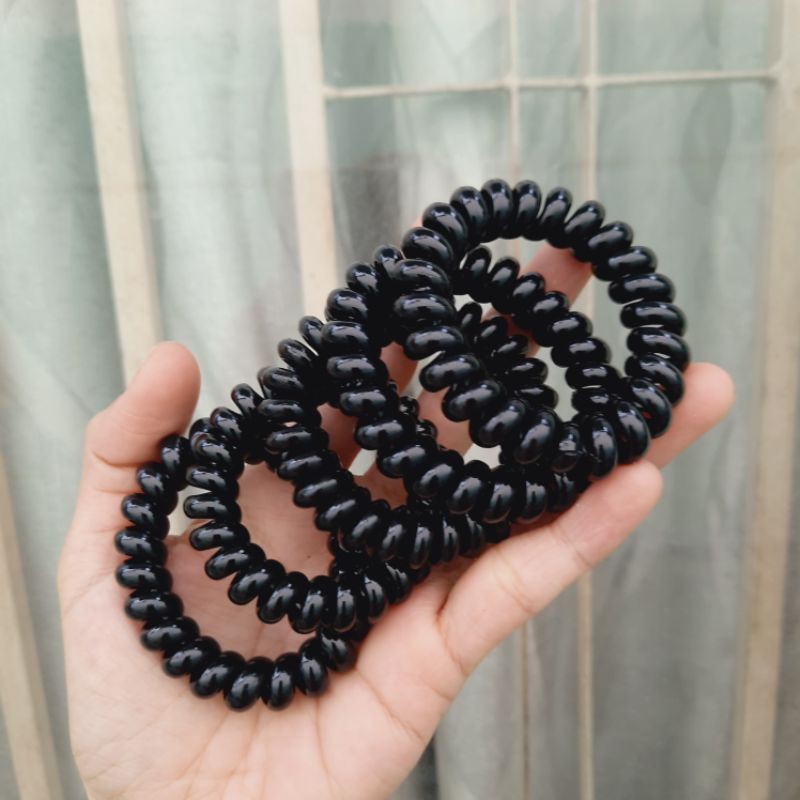Sỉ 25 Cột tóc lò xo màu đen loại đẹp (Size to 5.5cm)