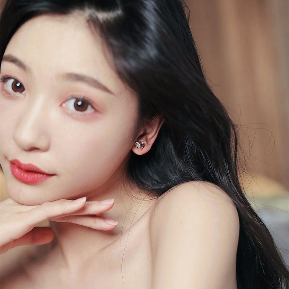 VANES1 Bông Tai Hợp Kim Bạc Hình Trái Tim Đơn Giản Ngọt Ngào Cho Nữ