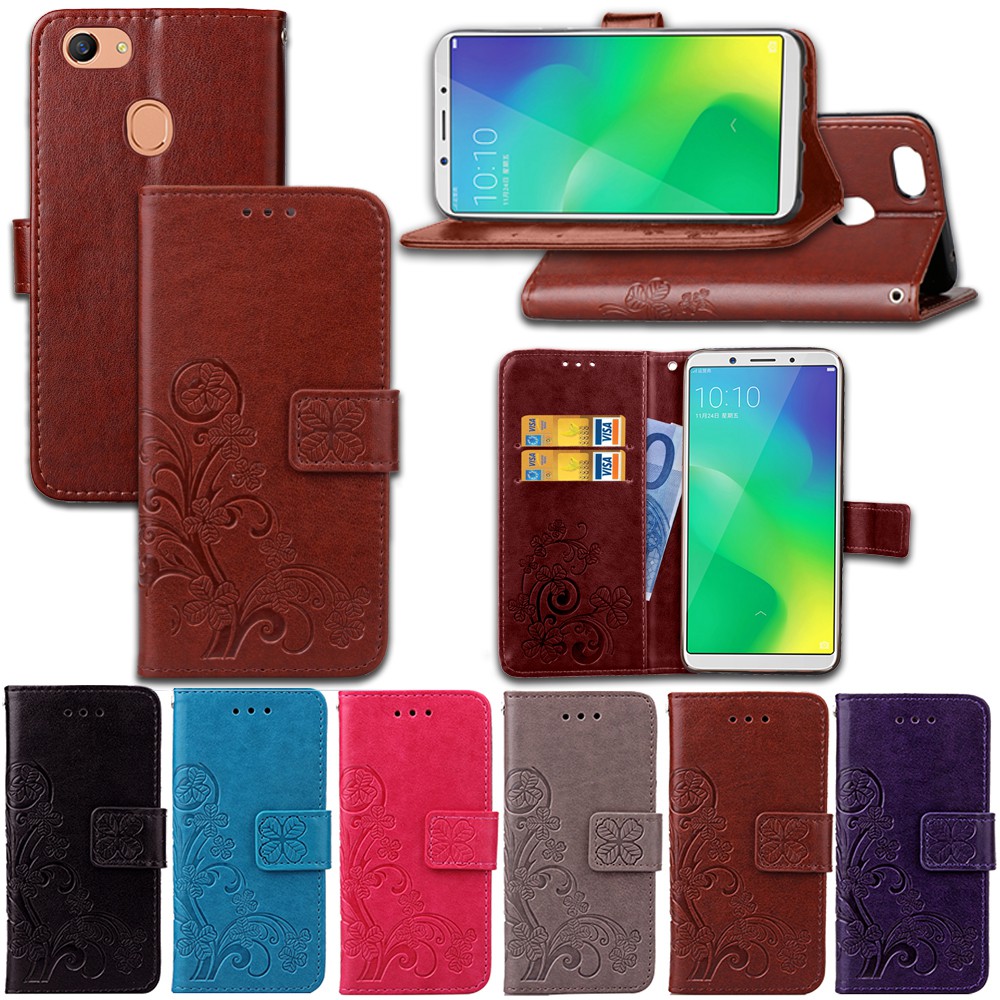 PU Leather Flip Wallet Case with Card Slot and Kickstand for OPPO A33 A37 A53 A57 A39 A59 F1S F5 A75