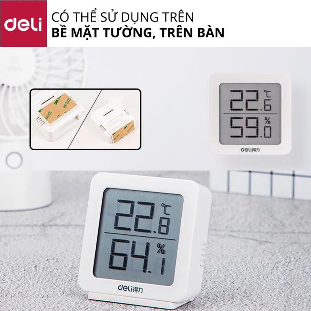 Nhiệt ẩm kế điện tử Deli - Màn hình điện tử - Trắng - 1 chiếc - 8838 [Deli]