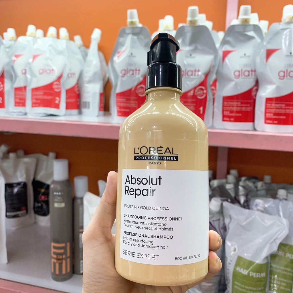 Dầu gội xả phục hồi tóc Loreal Serie Expert Lipidium Absolut Repair Instant resurfacing 200ml/300ml/500ml CH
