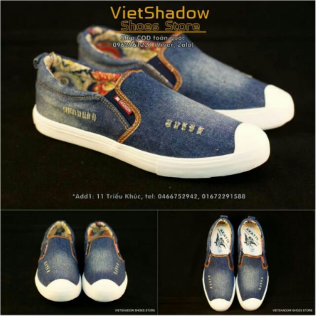 Slip on nam | Giày lười vải bò nam thương hiệu Akatie - Mã SP 72-xanh | BigBuy360 - bigbuy360.vn