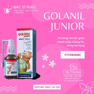 Xịt họng cho bé Golanil Junior Spray Orale - Giúp giảm nhanh triệu chứng ho, nóng rát họng - Nhập khẩu ITALIA - Lọ 30ml
