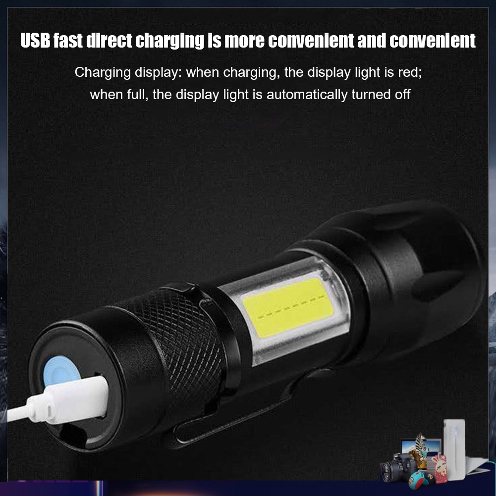 Đèn pin khẩn cấp XPE+COB LED IPX4 3 chế độ