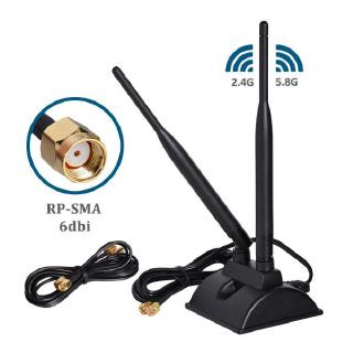 6dBi WiFi Antenna with RP-SMA Male Connector 2.4GHz 5GHz Dual Band Wireless Antenna