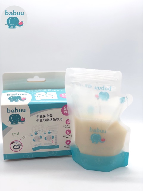 Tặng 01 bút ghi chú - Hộp 50 túi trữ sữa có vòi Babuu Baby