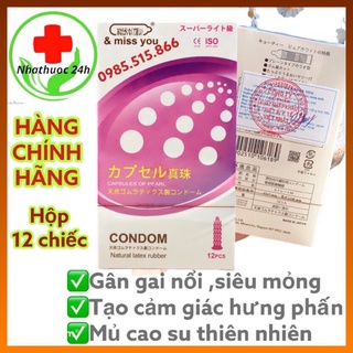 Bao cao su gân - gai nổi - mỏng miss you 12 pcs nhật bản