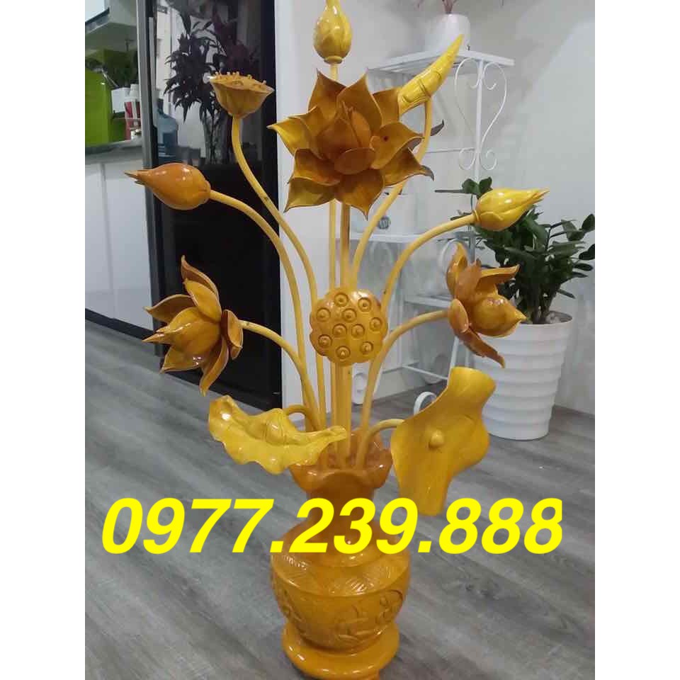 bình hoa sen bằng gỗ mít 1 bình