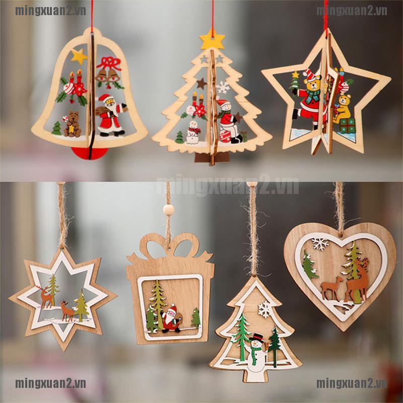 MINXT Christmas Wooden Pendant Hanging Door Decorations Xmas Tree Home Party New VN