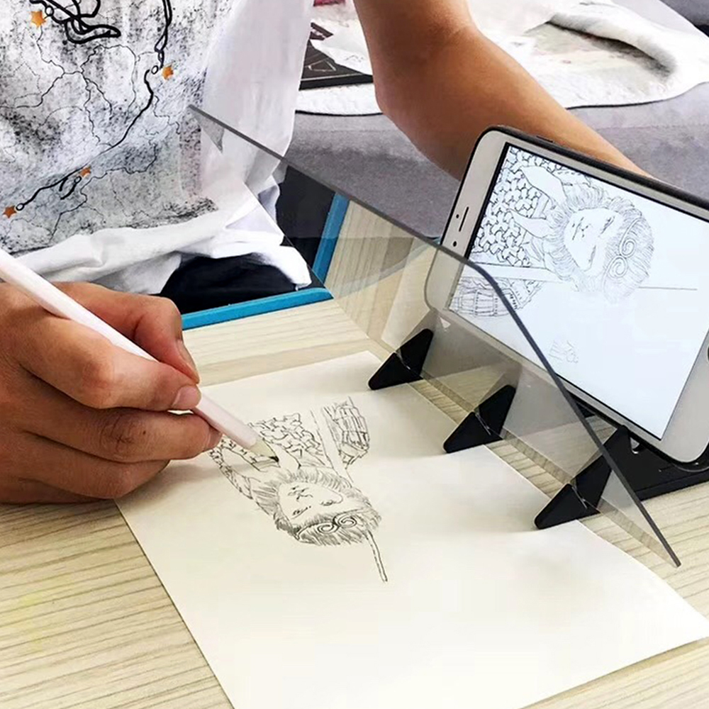 FASHYUNER Tấm bảng hỗ trợ vẽ tranh phác thảo phản chiếu quang học có giá đỡ tiện dụng