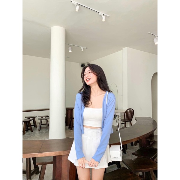 Áo khoác cardigan len mỏng cho nữ phong cách hàn quốc sexy màu nâu kem trắng LAMODE | BigBuy360 - bigbuy360.vn