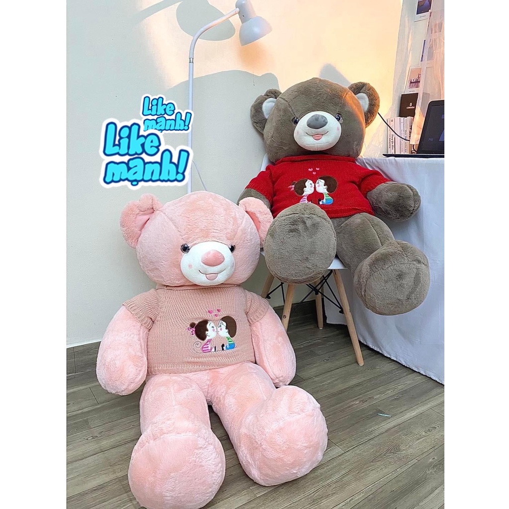 Gấu Bông Teddy áo len Kiss 2 Màu Cao Cấp Gấu Bông City