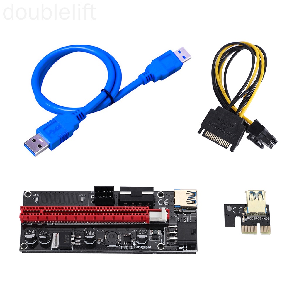 PCI-E Riser Board 1X to 16X GPU Extender Riser Card PCI-E USB 3.0 GPU Adapter with 6pin Interface doublelift store