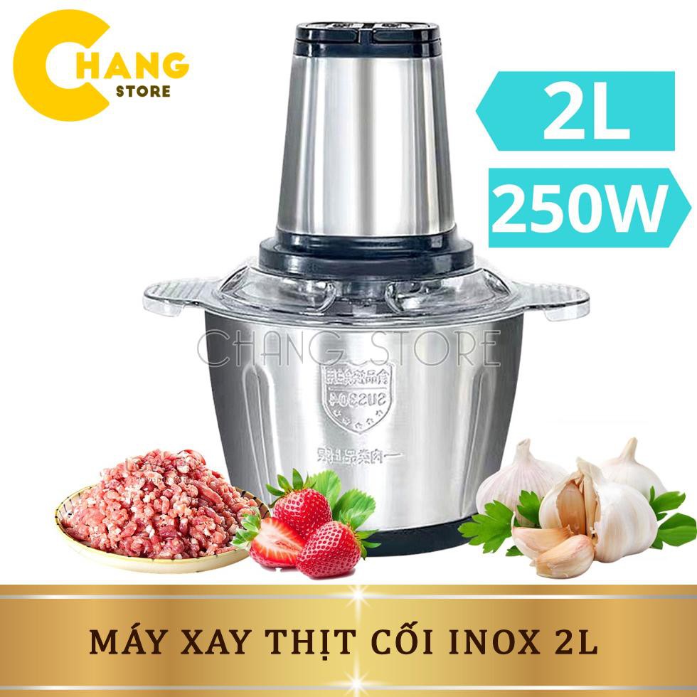 Máy Xay Thịt Đa Năng Cối INOX 304 2L Công Suất 250W, 4 Lưỡi Dao Xay Thịt Cá, Rau Củ, Xay Sinh Tố