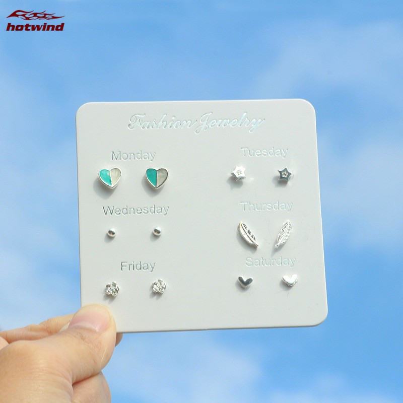 Bộ 6 cặp hoa tai đính đá thời trang xinh xắn cho nữ