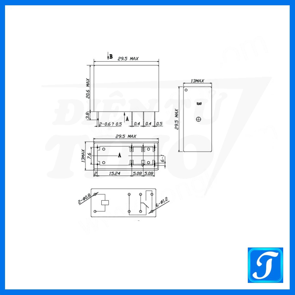 Relay 8 chân 12V 16A SMIH-12VDC Loại 2 Chân Chung