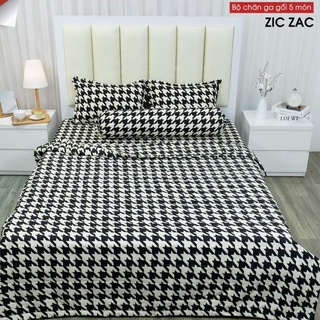 (4 món) chăn hè ga gối polycotton mẫu cây thông