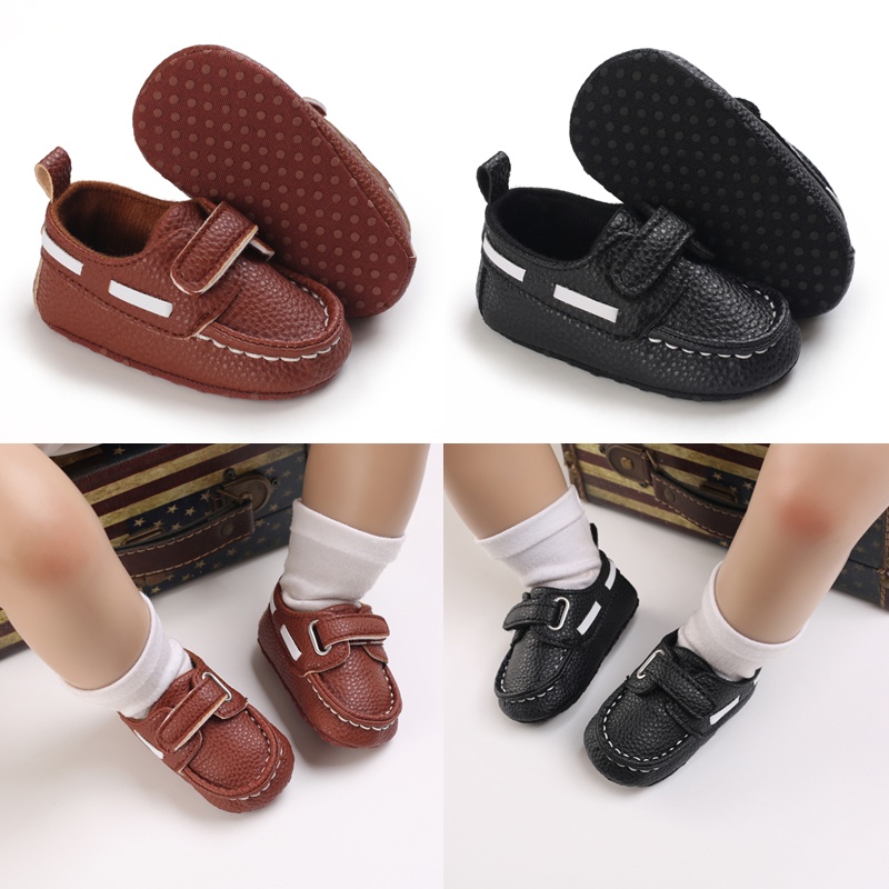 Giày Da Đế Mềm Chống Trượt Dành Cho Bé Trai Gái 0-18 Tháng Tuổi