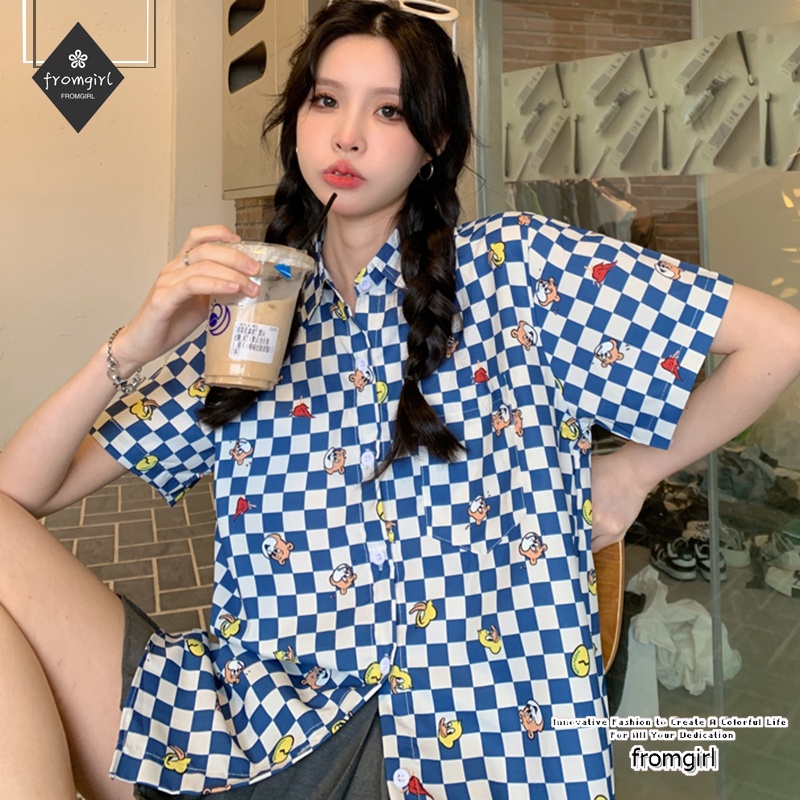 Áo sơ mi tay dài kẻ sọc caro phong cách thời trang mùa thu cho nữ