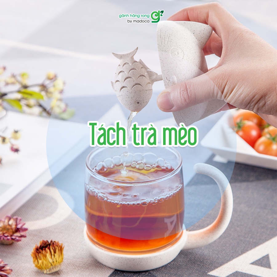 Tách trà mèo thủy tinh cao cấp kèm bộ lọc