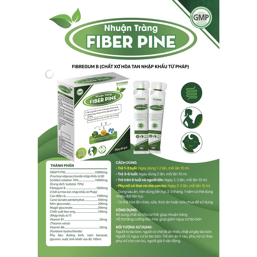 Nhuận tràng fiber pine, táo bón dễ đi