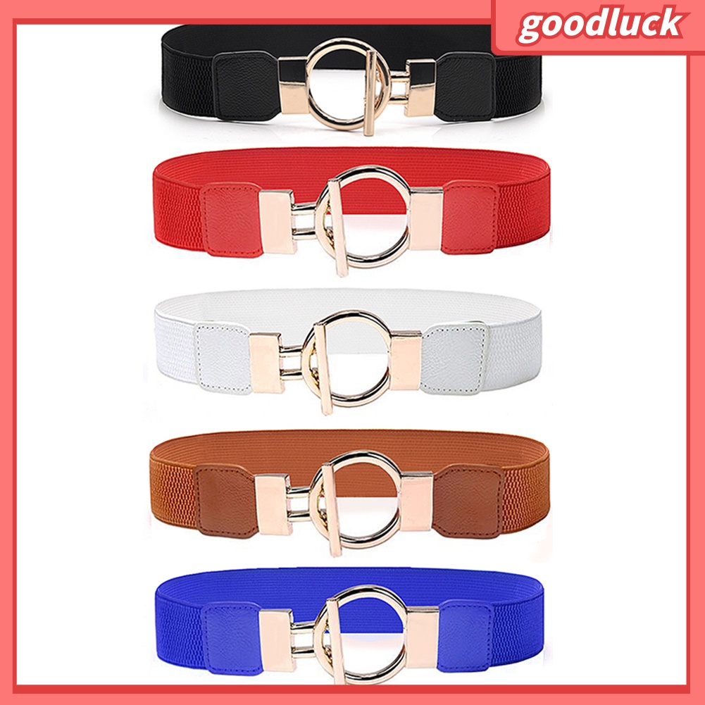 Thắt lưng da PU phối khóa kim loại hình tròn thời trang dành cho nữ