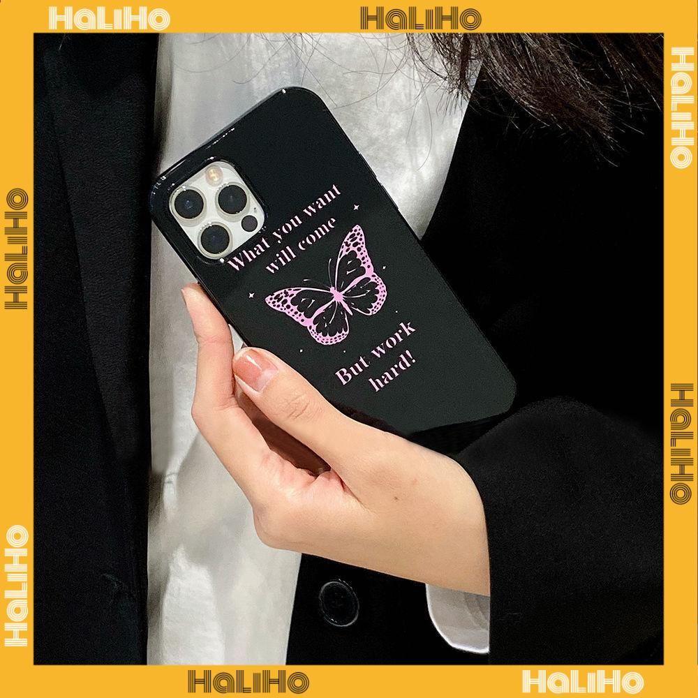 iPhone Case Silicone Soft Case Black TPU Glossy Big Hole Camera Protection Shockproof Pink Butterfly For iPhone 13 Pro Max iPhone 12 Pro Max iPhone 11 Pro Max iPhone 7Plus