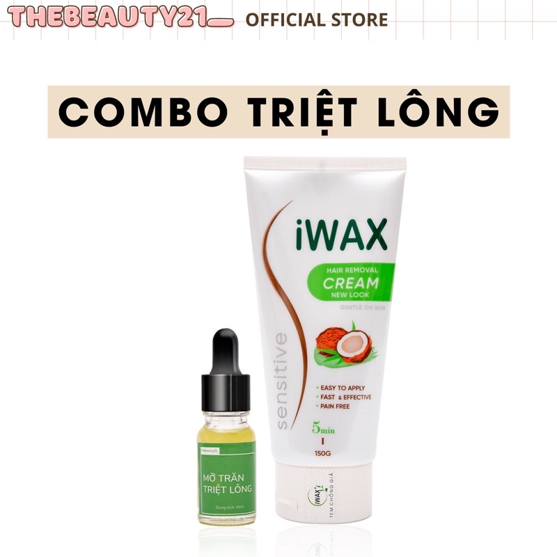 Kem Tẩy Triệt Lông Toàn Thân Iwax 150ml + Mỡ Trăn Triệt Lông 10ml