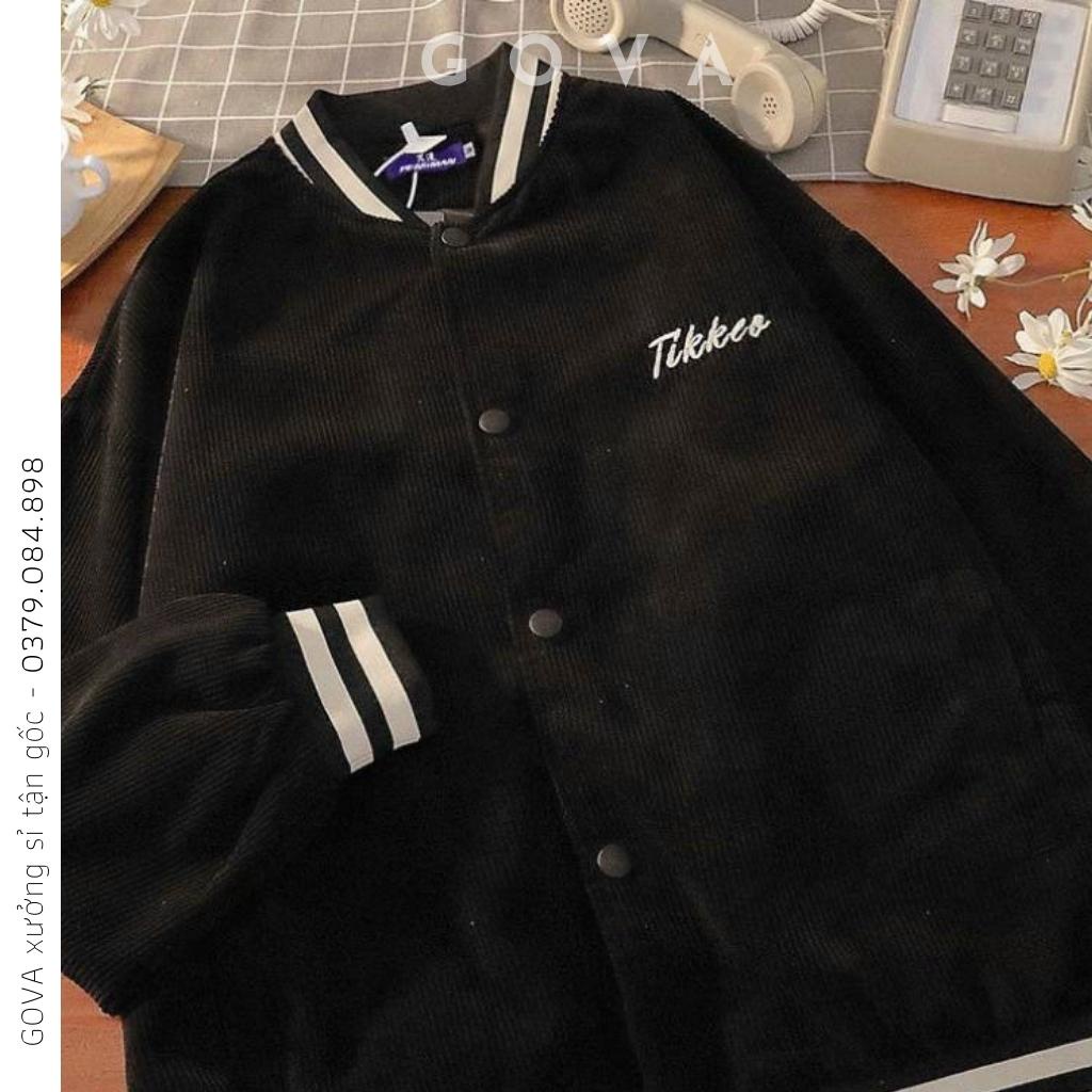Áo Bomber Nhung Gân TIKKEO form rộng ulzzang áo khoác Nhung nam nữ cực đẹp GOVA