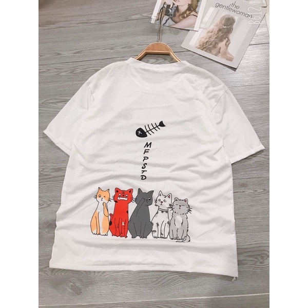 Áo thun tay lỡ mèo và cá TC12