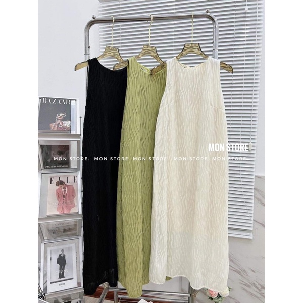 Váy xuông thun gân Lalie sát nách váy xuông gân tăm 2 lớp mềm mịn đi chơi đi biển