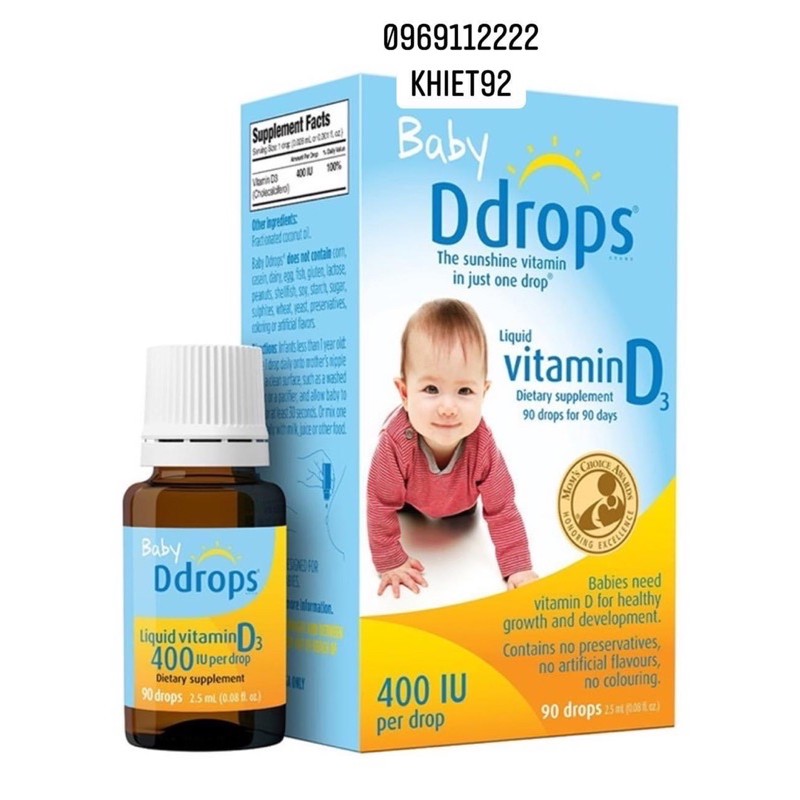 (hàng Air) D3 BABY DdROPS  Mỹ cho bé 0-12 tuổi Date T72024/