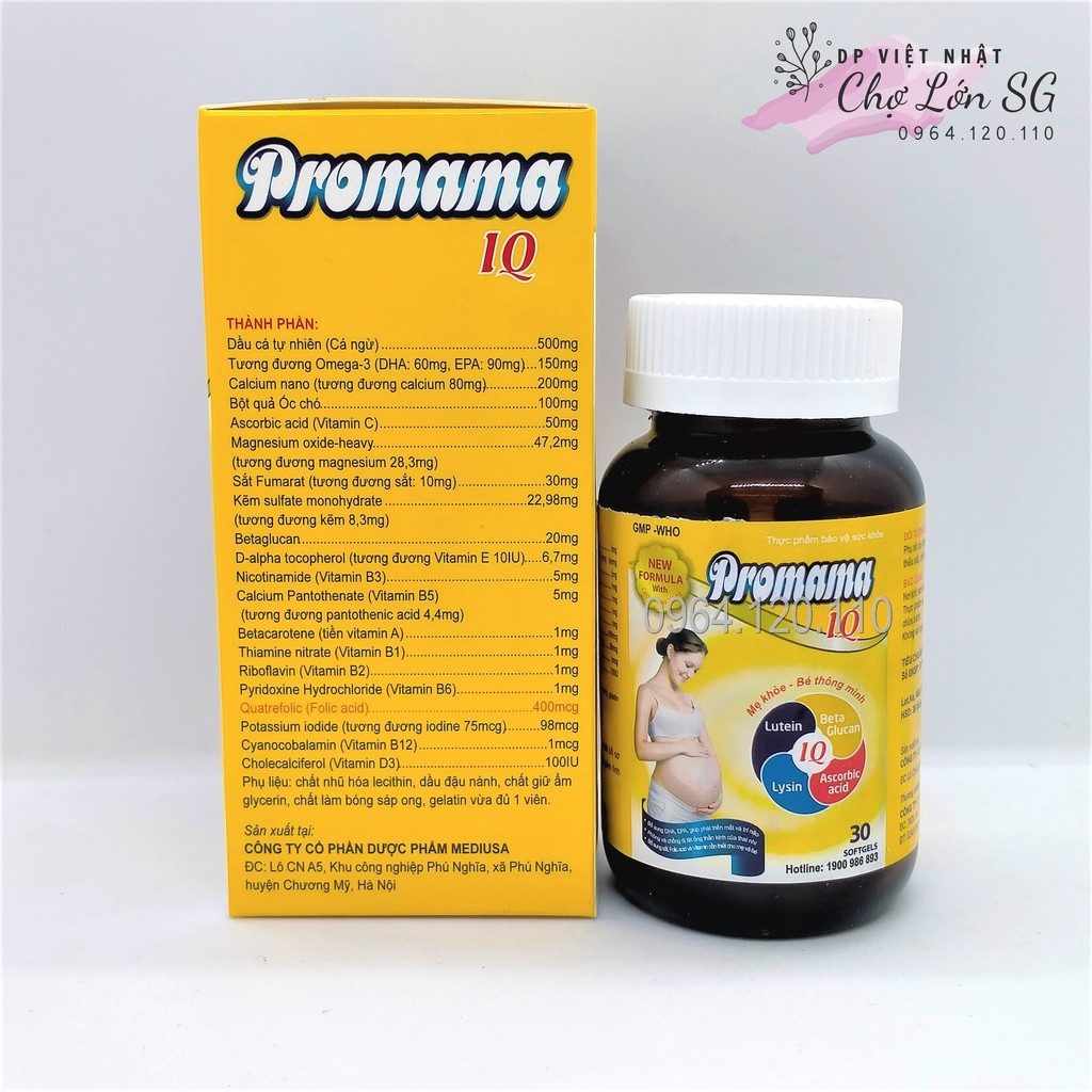 Viên uống bổ bầu PROMAMA IQ bổ sung sắt và các khoáng chất cần cho cơ thể - Chai 30 Viên