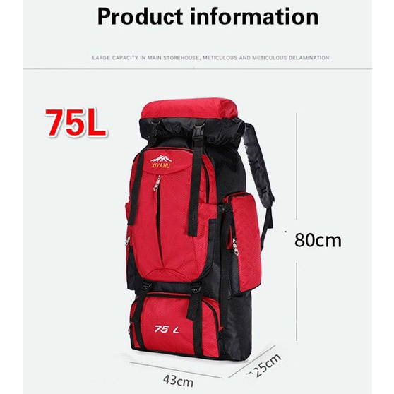 Ba Lô Sức Chứa Lớn 75L Ba Lô Phượt, Leo Núi Đi Bộ Đường Dài Cắm Trại Túi Đi Bộ Hành Lý Du Lịch