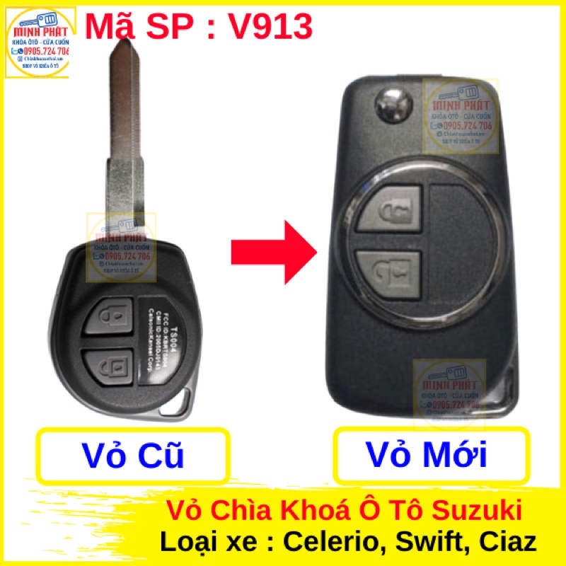 Vỏ Độ gập Chìa khoá xe Suzuki Celerio, Swift, Ciaz, Ertiga