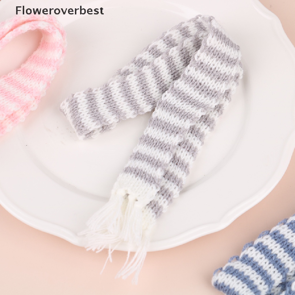 Khăn quàng cổ dệt kim thu nhỏ tỉ lệ 1/ 6 trang trí đẹp mắt cho nhà búp bê DIY